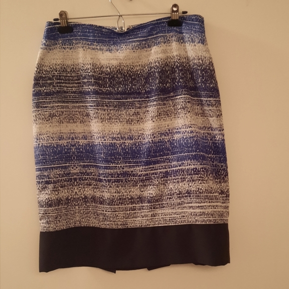 Basque Black, White, + Royal Blue Knee Length Skirt - Picture 1 of 4